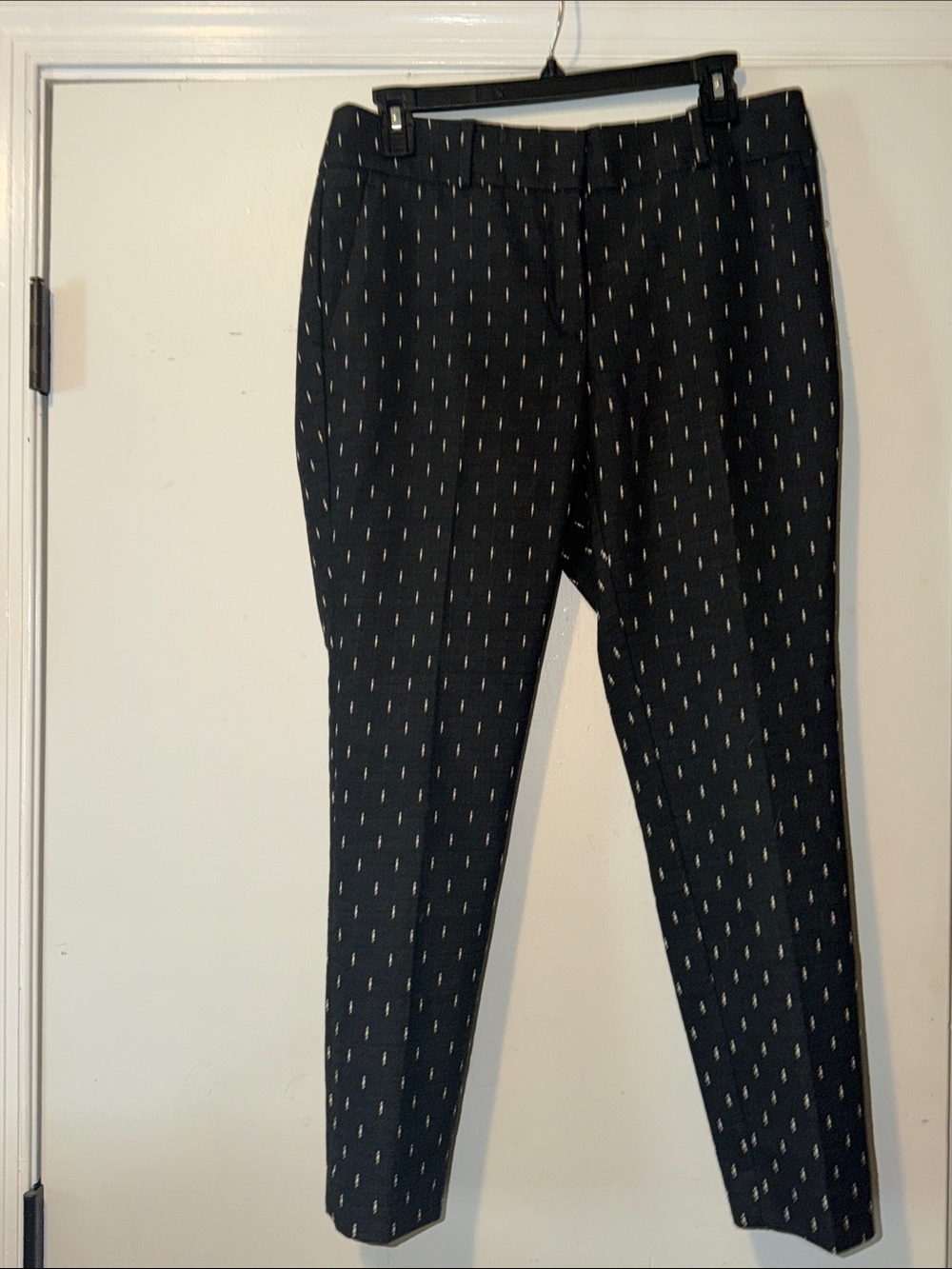 LOFT Black  Pants with Ivory Dot Pin Pattern